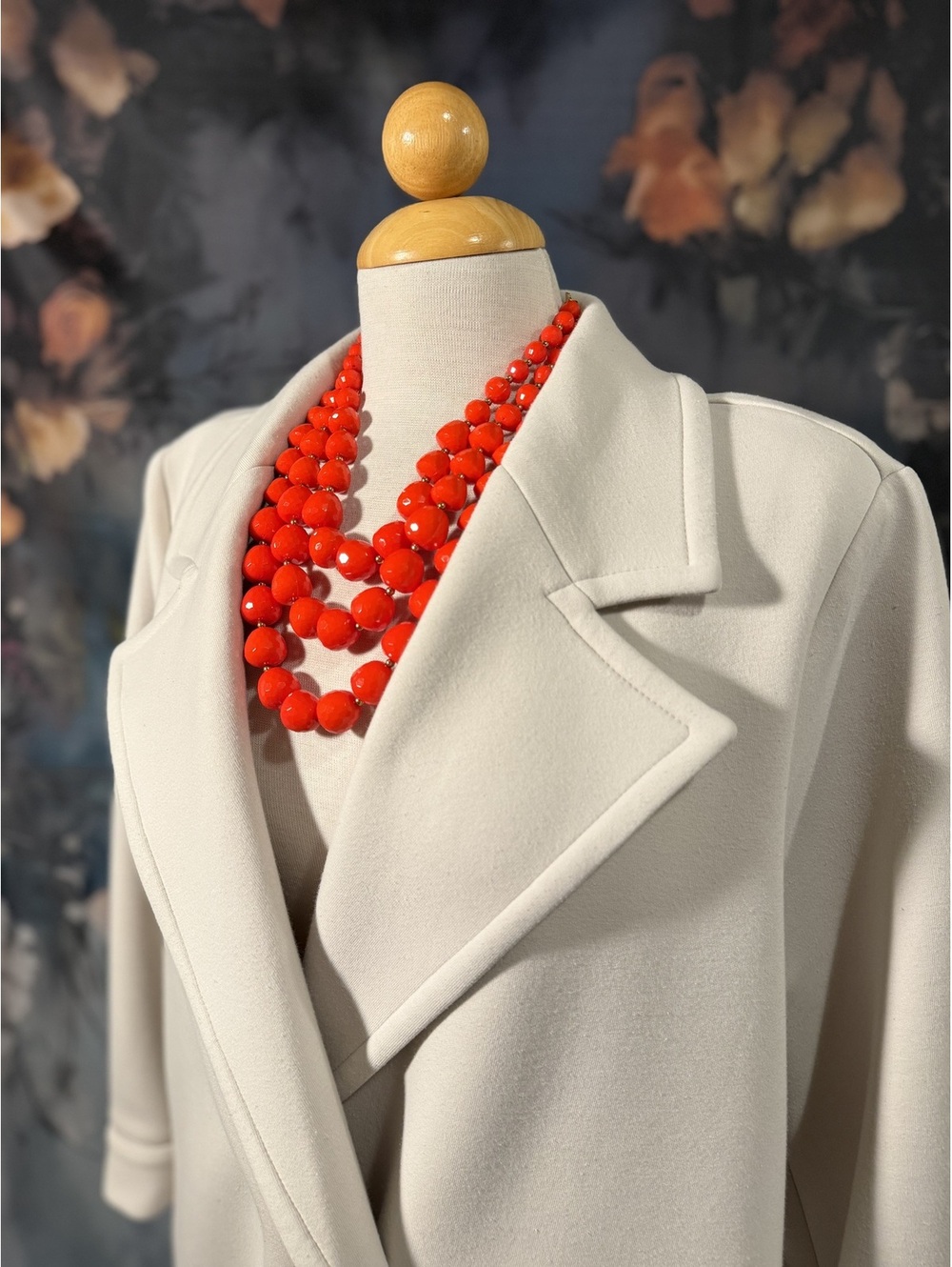 Lane Bryant Women's Cream Double-Breasted Coat Size 16 - Picture 3 of 6